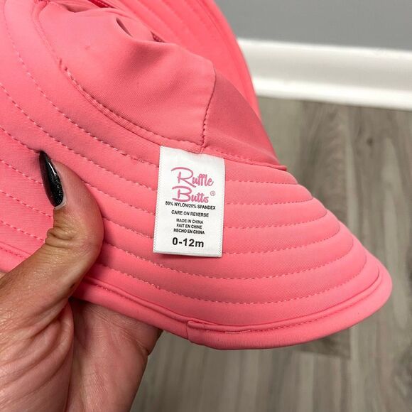 Ruffle Butts Sun Hat Baby 0-12 Months Pink with Neck Straps - Picture 3 of 3